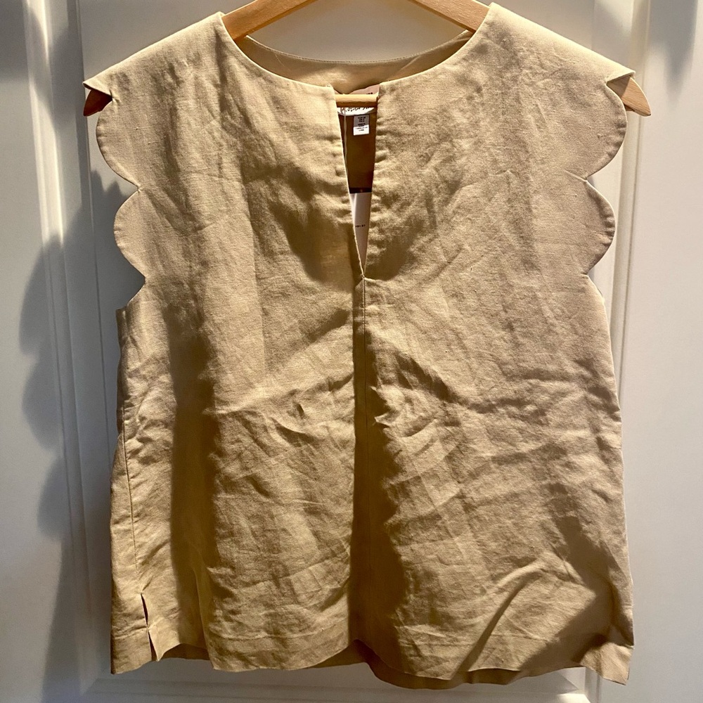 & Other Stories Paris Atelier Tan Linen Scalloped Blouse